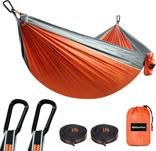 Miniatura 10 de NATUREFUN Hamaca ultraligera para viajes y camping Capacidad de carga de 300 kg, transpirable, de secado rápido Incluye 2 mosquetones premium, 2