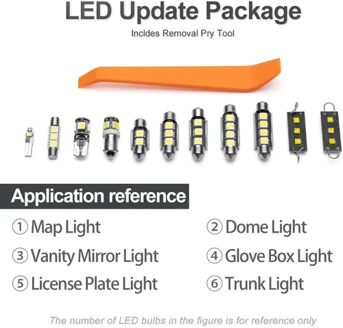 Miniatura 8 de 13 piezas de kit de bombillas LED interiores para Ford Taurus 2010 2011 2012 2013 2014 2015 2016 2017 2018 2019 Luces de mapa, domo, maletero, placa