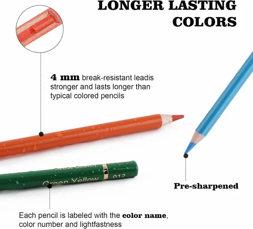 Miniatura 4 de Lápices de colores para libros de colorear para adultos, 72 lápices de dibujo con núcleos suaves a base de aceite, suministros de arte profesionales