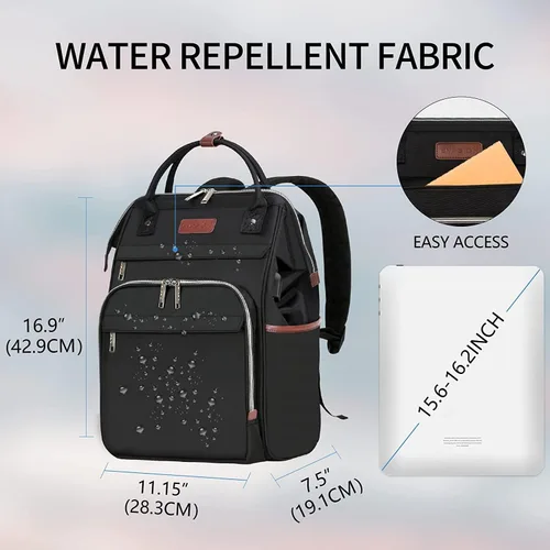 Miniatura 2 de EMPSIGN Mochila para laptop de 15.6 pulgadas para mujer, bolsa de trabajo de negocios, repelente al agua, mochila informal con puerto USB