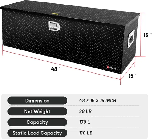 Miniatura 2 de FORWODE - Caja de herramientas de 48 pulgadas para cama de camión, de aluminio para camioneta, caja de herramientas para RV, cajas de herramientas