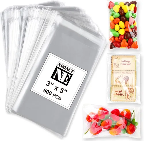 Miniatura 16 de 800 piezas de bolsas transparentes resellables de celo/celofán de 3 tamaños con 4×6, 5×7, 6×9 pulgadas, ideales para panadería, aperitivos, velas