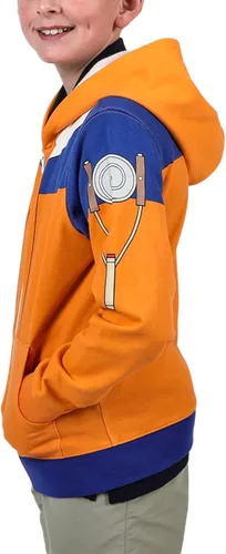 Miniatura 2 de Bioworld Naruto Uzumaki Naruto Cosplay - Sudadera con capucha con cremallera para niños, Multicolor