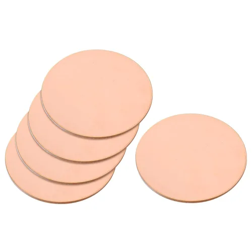 Miniatura 7 de uxcell Hoja de cobre puro, 10 unidades de 1 3/16 pulgadas x 0.02 pulgadas, calibre 24 T2, placa redonda de metal de cobre para manualidades