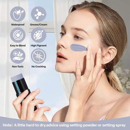 Miniatura 4 de Go Ho Barra de Pintura Facial Mezclable en Crema Gris Claro, Barra de Pintura Corporal de Cobertura Total en Gris para Adultos, Niños, Halloween