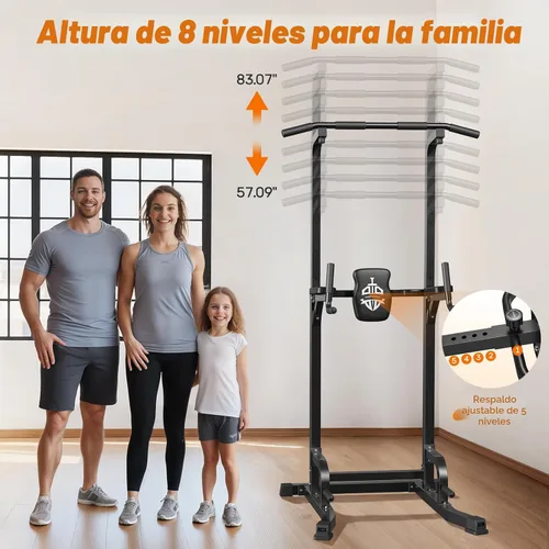 Miniatura 4 de Sportsroyals Power Tower - Estación de barra de dominadas, estación de inmersión estable de 450 libras para gimnasio en casa, equipo de Negro