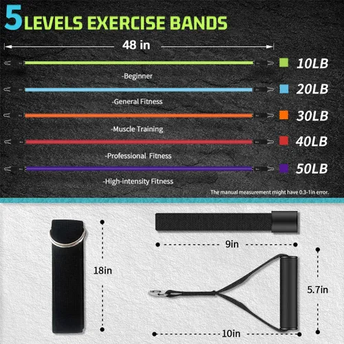 Miniatura 3 de VEICK Bandas de resistencia, bandas de ejercicio, bandas de entrenamiento, bandas de resistencia para entrenar con asas para hombres y mujeres