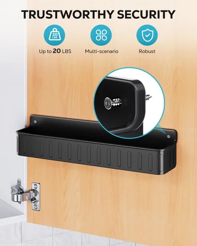 Miniatura 7 de Nieifi Estante de Especias para Montar en Pared, Paquete de 4, Negro, Instalación con Tornillo o Adhesivo, Organizador de Estante de Especias
