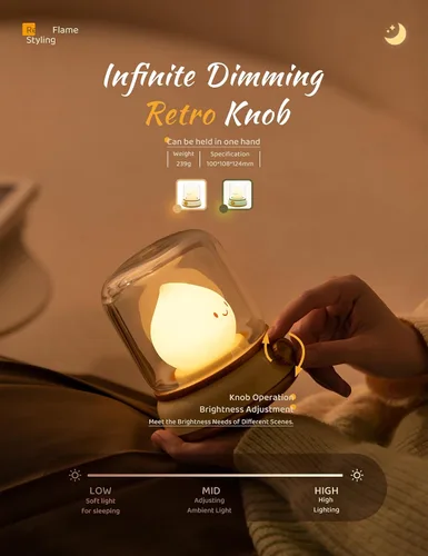 Miniatura 4 de WANIDEA Chibi Flame - Juego de 2 lámparas de noche, estilo anime, adorables y acogedoras, retro, recargable, para decoración, accesorios de Amarillo