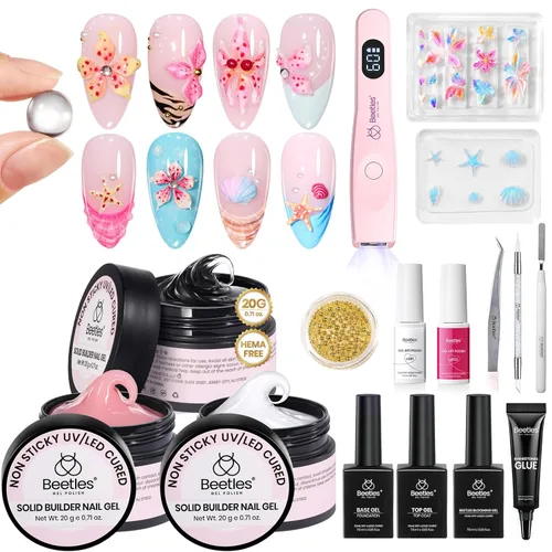 Miniatura 11 de Beetles - Gel de uñas sólido constructor, gel transparente 3D de 1.06 onzas para esculpir, gel de construcción de gel duro con polvo de uñas