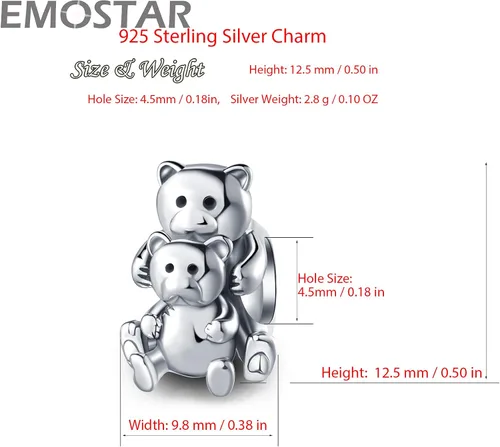 Miniatura 6 de Animal Theme Charms, MomChild of Owl Bear Dog, Rabbit Flamingo Elephant Panda Cat Parrot Crocodile Unicorn Charms in 925 Sterling Silver, Fit