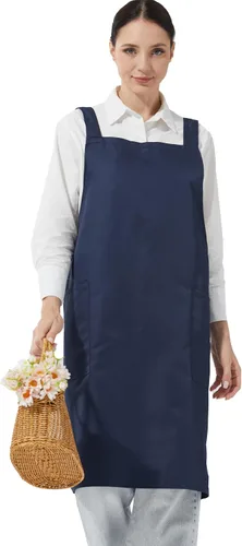 Miniatura 3 de Delantales cómodos repelentes al agua con espalda cruzada para mujeres con bolsillos para cocinar, cocina, hornear, ajustable, unisex