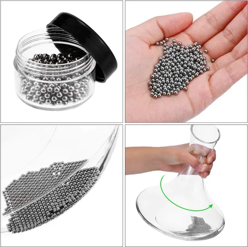Miniatura 5 de 3 piezas de cepillo de limpieza de decantador flexible para botellas y 400 piezas de decantador reutilizable cuentas de limpieza para el hogar
