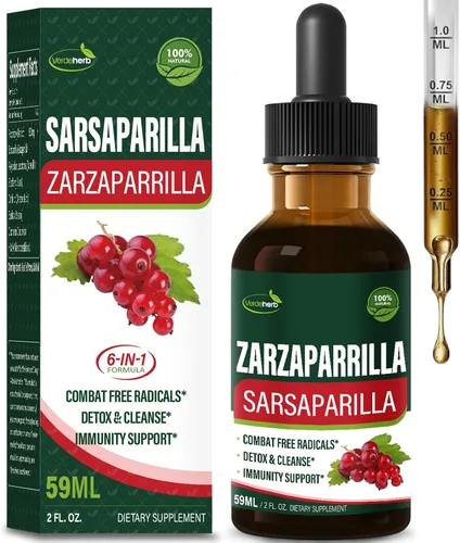 Gotas de extracto de raíz de zarzaparrilla para limpieza del hígado, desintoxicación y reparación, suplemento de apoyo inmunológico con diente de