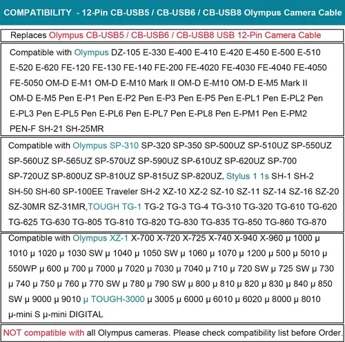 Miniatura 2 de MaxLLTo™ USB PC Data+cargador de batería Cable para Olympus Cámara Stylus TG-830 iHS