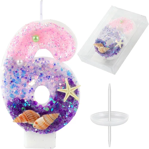 Miniatura 21 de AKURIEEY Vela de Sirena de 7º Cumpleaños Rosa Azul Números 7 Vela para Niñas Decoración de Pastel Decoraciones de Cupcakes Decoración de Fiesta