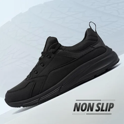 Miniatura 6 de Zapatos de trabajo antideslizantes para hombres resistentes al agua - Zapatos de cocina anchos y cómodos para cocinero, servicio de alimentos, sin