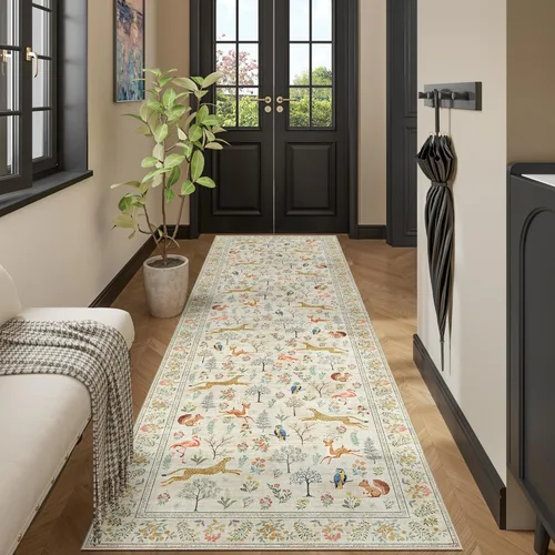 Miniatura 181 de DUKINO Alfombra de área de 6 x 9 pies, alfombra floral para sala de estar, ligera, antideslizante, lavable, alfombra de interior de pelo bajo
