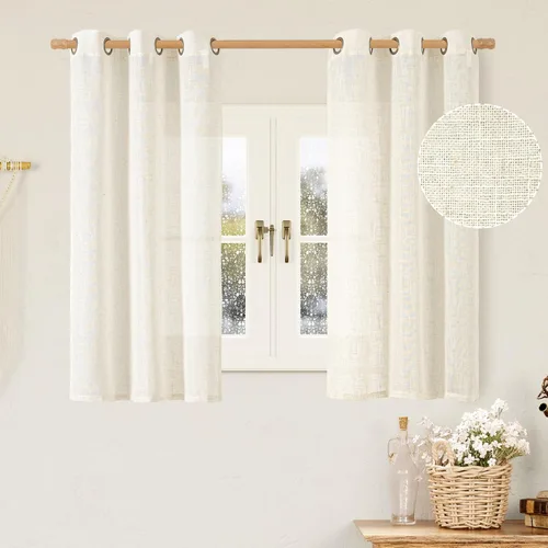 Miniatura 107 de LAMIT Cortinas de lino sintético para dormitorio, paneles filtrantes de luz, cortinas de lino con protección de privacidad con ojales para ventanas
