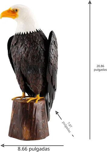 Miniatura 2 de Estatua Chisheen de águila calva de metal para exteriores, arte de jardín, escultura para patio, sala de estar y decoración de jardín