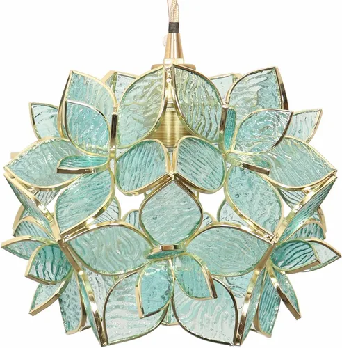 Miniatura 39 de Bieye L10749 - Lámpara colgante de techo de vidrio manchado estilo Tiffany con pantalla de 8 pulgadas de ancho (naranja, 8" flor de cerezo)
