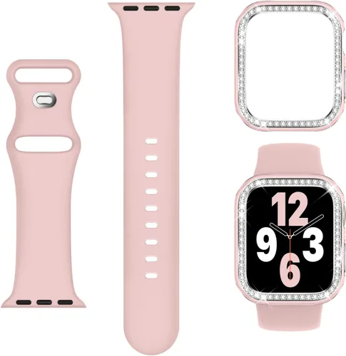Miniatura 14 de Adorique 3-en-1 compatible con Apple Watch Band de 40 mm, 41 mm, 42 mm, 44 mm, 45 mm, 46 mm, correa deportiva de silicona suave para iWatch Series