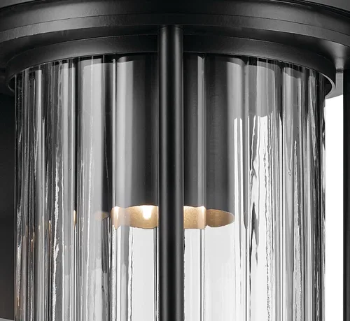 Miniatura 5 de Kichler Barras 59022BKDS - Aplique de pared aprobado por DarkSky para exteriores de 11.5 pulgadas con cristal acanalado transparente en negro