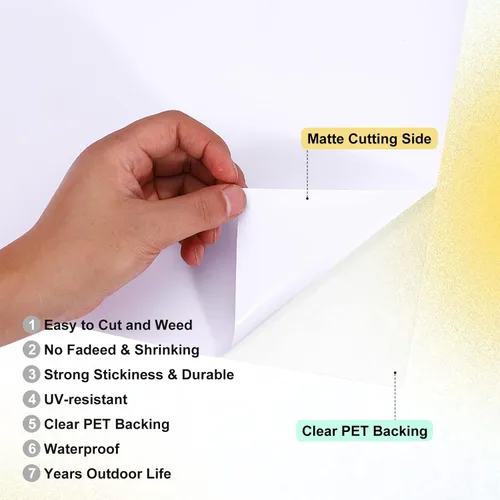 Miniatura 3 de XSEINO Vinilo permanente blanco – Silueta de rollo adhesivo blanco de 12 pulgadas x 60 pies y otros cortadores, permanente al aire libre para tazas
