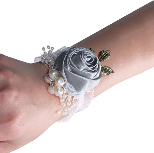 Miniatura 15 de 1 pieza flor de muñeca, boda dama de honor, novia, decoración de ramillete de muñeca, flor de mano, champán