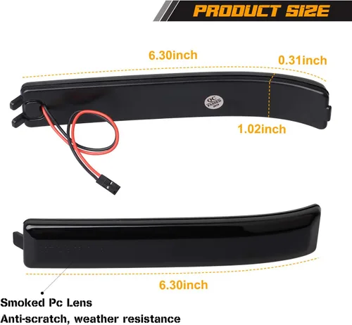 Miniatura 5 de Luces LED secuenciales para espejo lateral con lente ahumada Compatible con Ford F150 2009 a 2014