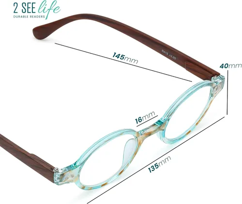 Miniatura 8 de 2SeeLife Gafas de lectura pequeñas y redondas TR-90 para hombres y mujeres - Ajuste estrecho-medio, marco resistente, bisagras de resorte, lectores