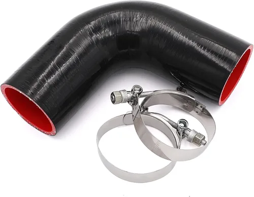Miniatura 9 de Acoplador de codo de 90 grados de 4 capas de manguera de silicona de 2 pulgadas (51 mm) con abrazaderas de perno en T para tubo de intercooler