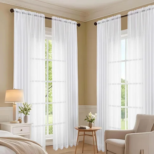 Miniatura 127 de OVZME Cortinas traslúcidas, ligeras, suaves, para estudio, sala de estar y dormitorio, juego de 2 paneles, 42 pulgadas de ancho x 84 pulgadas
