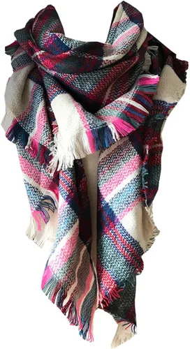 Miniatura 92 de Wander Agio - Bufanda envolvente con diseño a cuadros o triangular para mujer, cálida y larga, de punto, sensación de cachemira, chal