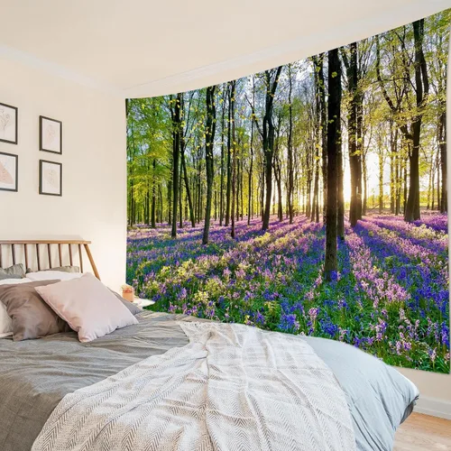 Miniatura 23 de HVEST Tapiz de fase lunar para colgar en la pared, cielo morado con nubes, estrellas, decoración de pared celestial, paisaje natural, decoración