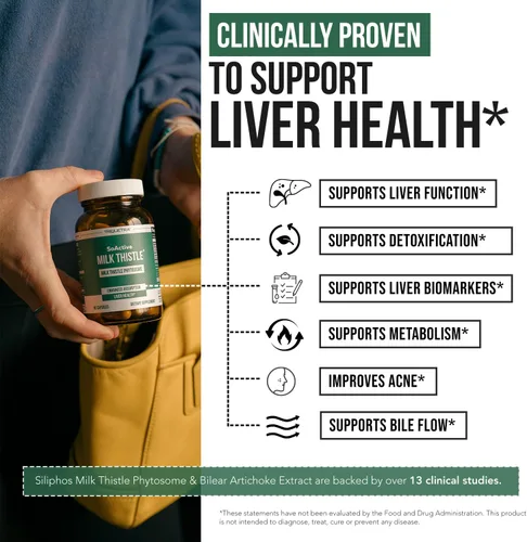 Miniatura 5 de SoActive® Milk Thistle: fitosoma de cardo mariano 10 veces más eficaz, optimizado para silybina bioactiva esencial A & B Plus Bilear® extracto