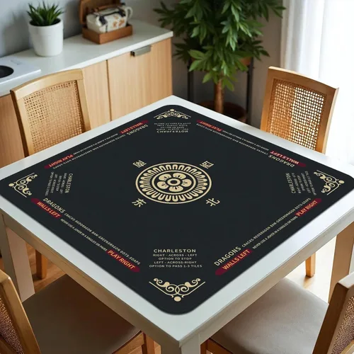 Miniatura 7 de Mahjong Mat 32.4 x 32.4 pulgadas, 0.118 in de grosor de goma antideslizante, tapete de mesa Mahjong con reducción de ruido, impermeable, tapete
