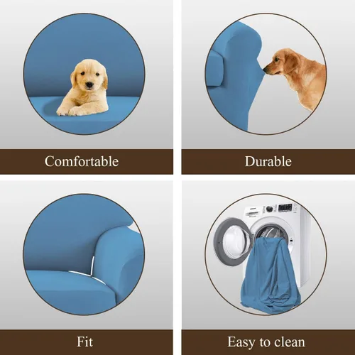 Miniatura 5 de Easy-Going - Funda elástica de microfibra de 2 piezas para sofá, funda suave de elastano, lavable, parte inferior elástica, protector para muebles