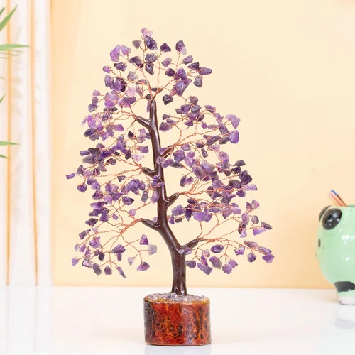 Miniatura 3 de Crocon - Árbol del dinero con piedras preciosas de amatista, figura del feng shui; bonsái balance de chakras, buena suerte, reiki, curación