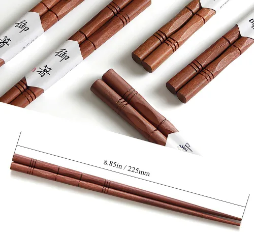 Miniatura 2 de AOOSY - Juego de 5 pares de palillos reutilizables de madera natural, palillos de palisandro tallados a mano, aptos para lavavajillas, Palillos