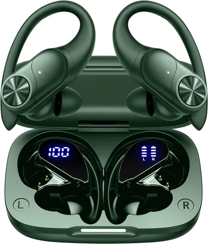 PocBuds Auriculares Bluetooth Inalámbricos 80hrs Tiempo de Reproducción Estuche de Carga Inalámbrica Pantalla Digital Auriculares Deportivos con
