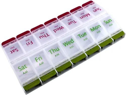 Miniatura 3 de Organizador de píldoras jumbo extra grande de 8.75 x 4.25 pulgadas, fácil de abrir a presión, 7 días, 2 veces al día, pastillero semanal AM PM