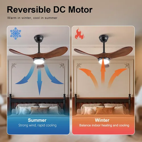 Miniatura 4 de Ventiladores de techo de madera maciza con luces, ventilador de techo moderno de 36 pulgadas con luz y control remoto, motor CC reversible, 6