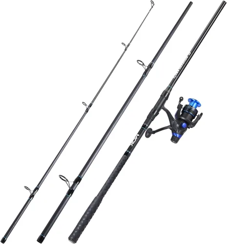 Sougayilang Combo de Caña de Pesca de Surf Mediano/Pesado de 3 Piezas Baitfeeder Spinning Combo con Carrete de Tamaño 4000 para Viajes