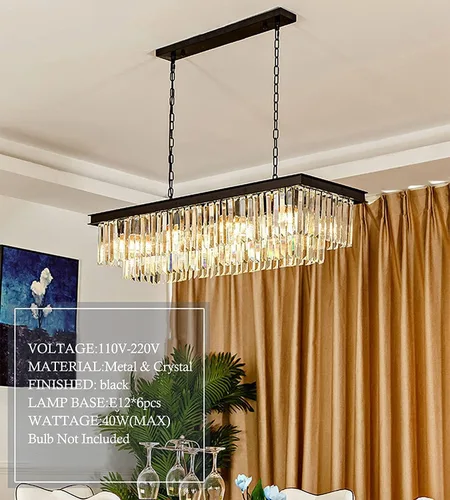 Miniatura 6 de Crytal Chandeliers - Lámpara colgante rectangular negra con cristal K9