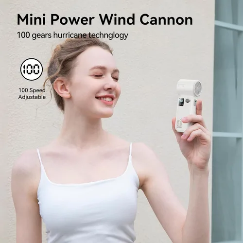Miniatura 3 de KIMMOO Mini ventilador turbo portátil de mano, 100 velocidades, ultra potente 22237 RPM, pantalla LED, 3600 mAh recargable de mano, ventilador