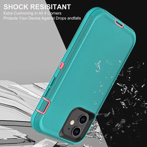 Miniatura 5 de YKHJKLEC Funda para iPhone 12 Mini, grado militar 3 en 1, resistente a los golpes, a prueba de caídas, polvo con 2 protectores de pantalla de vidrio