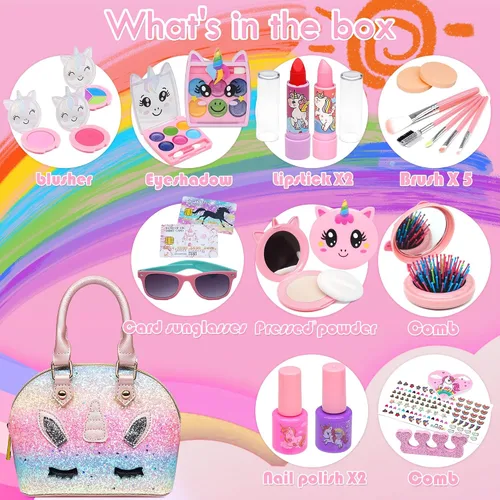 Miniatura 2 de ROKKES Juego de Maquillaje Infantil de Simulación para Niñas - Juego de Maquillaje Falso Maquillaje para Niñas, Kit de Maquillaje de Juego, Mejores