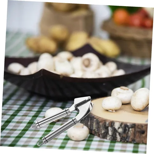 Miniatura 6 de Prensa manual de ajo de acero inoxidable con pelador, herramienta de picadora multifuncional para trituración de ajo, jengibre, fácil de limpiar