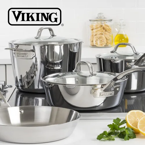 Miniatura 6 de Viking Juego de utensilios de cocina de 5 capas, 5 ollas y sartenes de cocina de acero inoxidable, apto para horno, listo para inducción